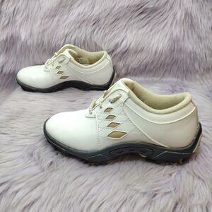 FootJoy FJ Leather Golf Shoes Kids Size 1 White Tan 45065